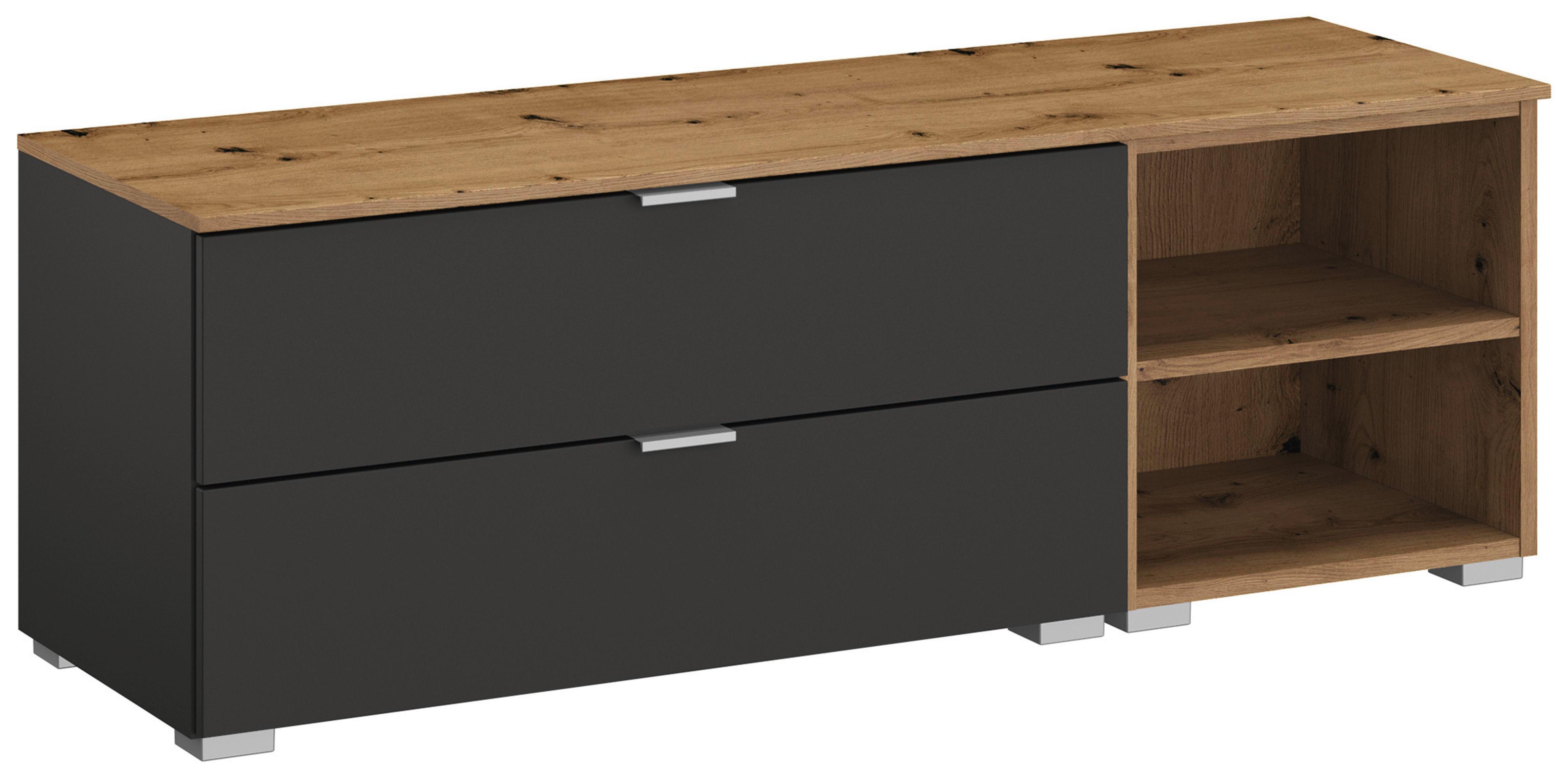 Tv-element Lima, Barva Grafita, Barva Hrasta - barve aluminija/barve grafita, Trend, kovina/leseni material (120/42/42cm) - Stylife