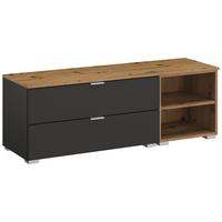 Tv-element Lima, Barva Grafita, Barva Hrasta - barve aluminija/barve grafita, Trend, kovina/leseni material (120/42/42cm) - Stylife