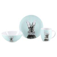 Frühstücksservice Happy Bunny Grün, 3-teilig - Weiß/Grün, Basics, Keramik - Creatable
