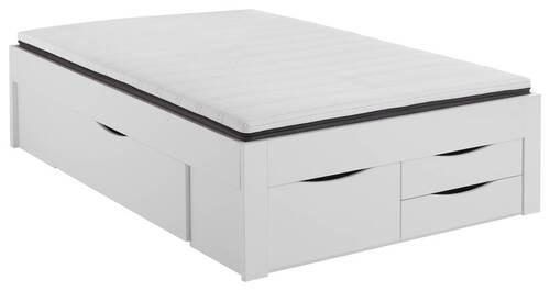 Stauraumbett Noah in Weiss ca. 140x200cm - Weiss, Konventionell, Holzwerkstoff (140/200cm) - Mömax
