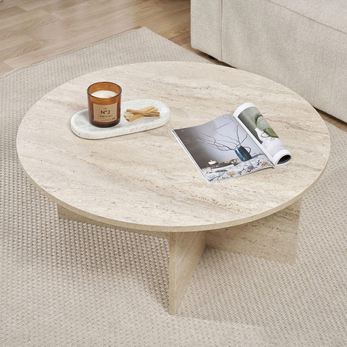 STOLIK KAWOWY SOLEIL - kremowy, Design, materiał drewnopochodny (90/90/40cm) - MID.YOU