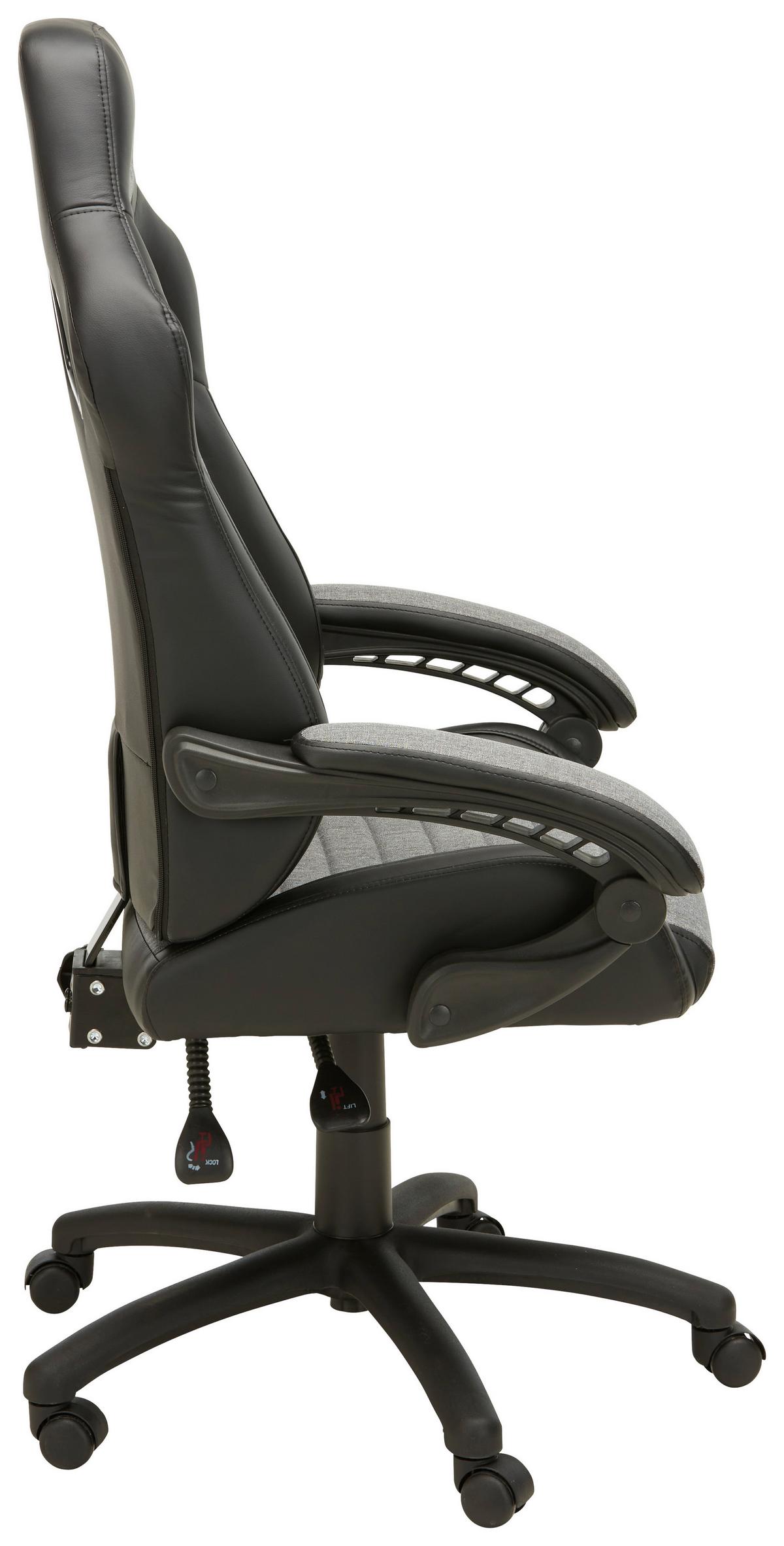 chaise gaming in Grau/Schwarz - Schwarz/Grau, Modern, Holz/Kunststoff (65/124,5/50cm) - Mömax