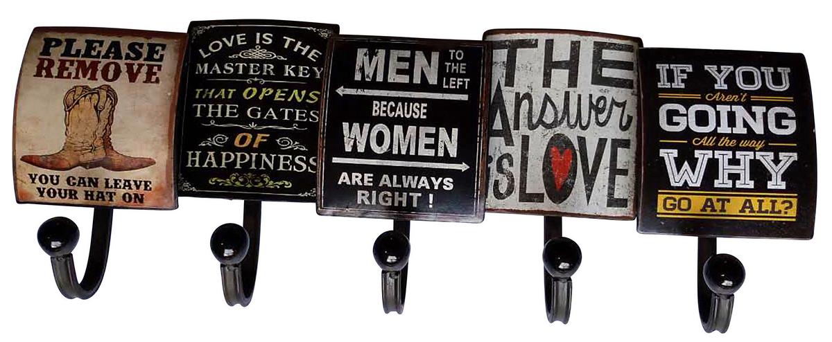 Hakenleiste Braun/Schwarz - Weiss/Schwarz, Lifestyle, Metall (57/20/7cm) - Mömax