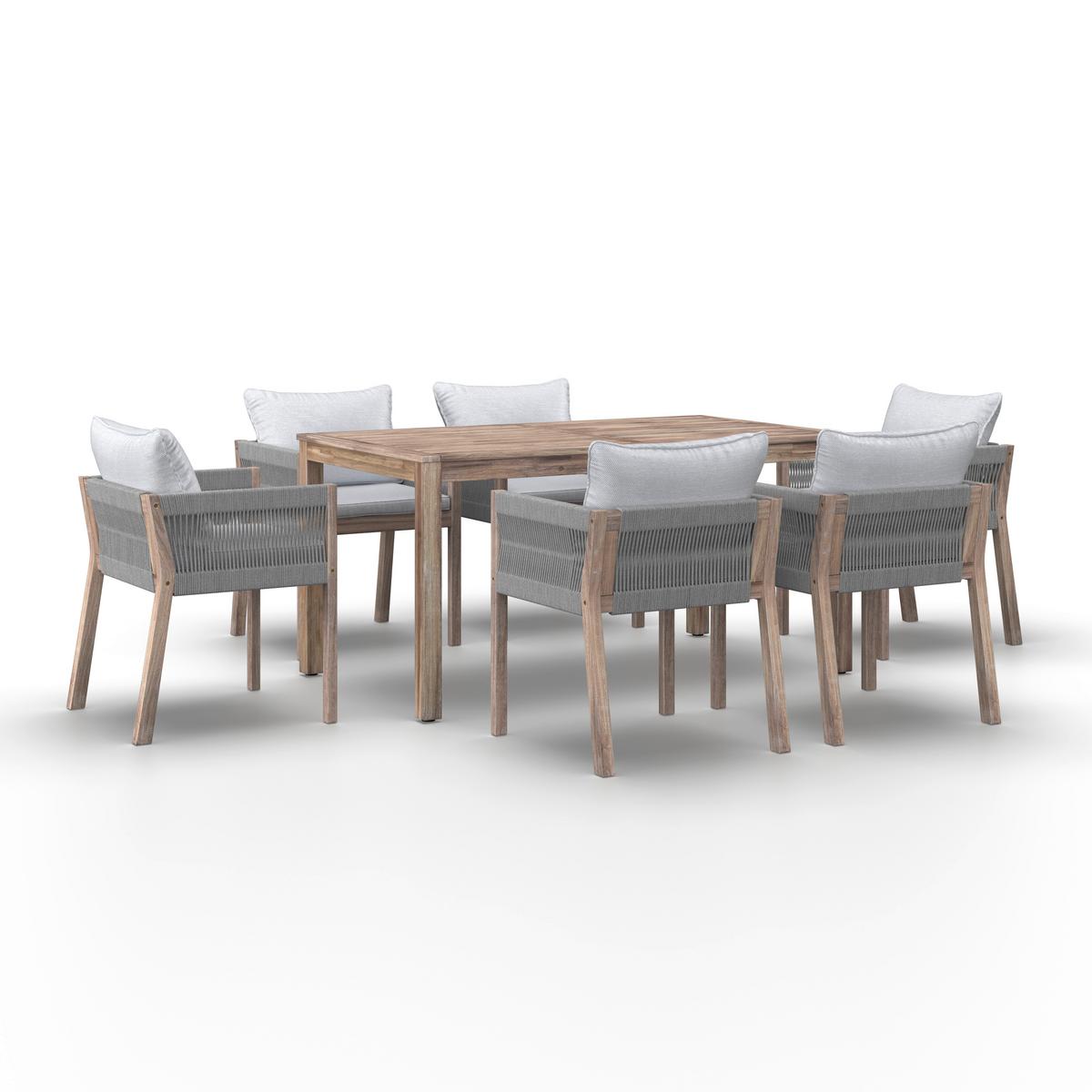 Kerti Bútorszett Aldina - akáciaszínű/szürke, Modern, műanyag/textil - Bessagi Garden