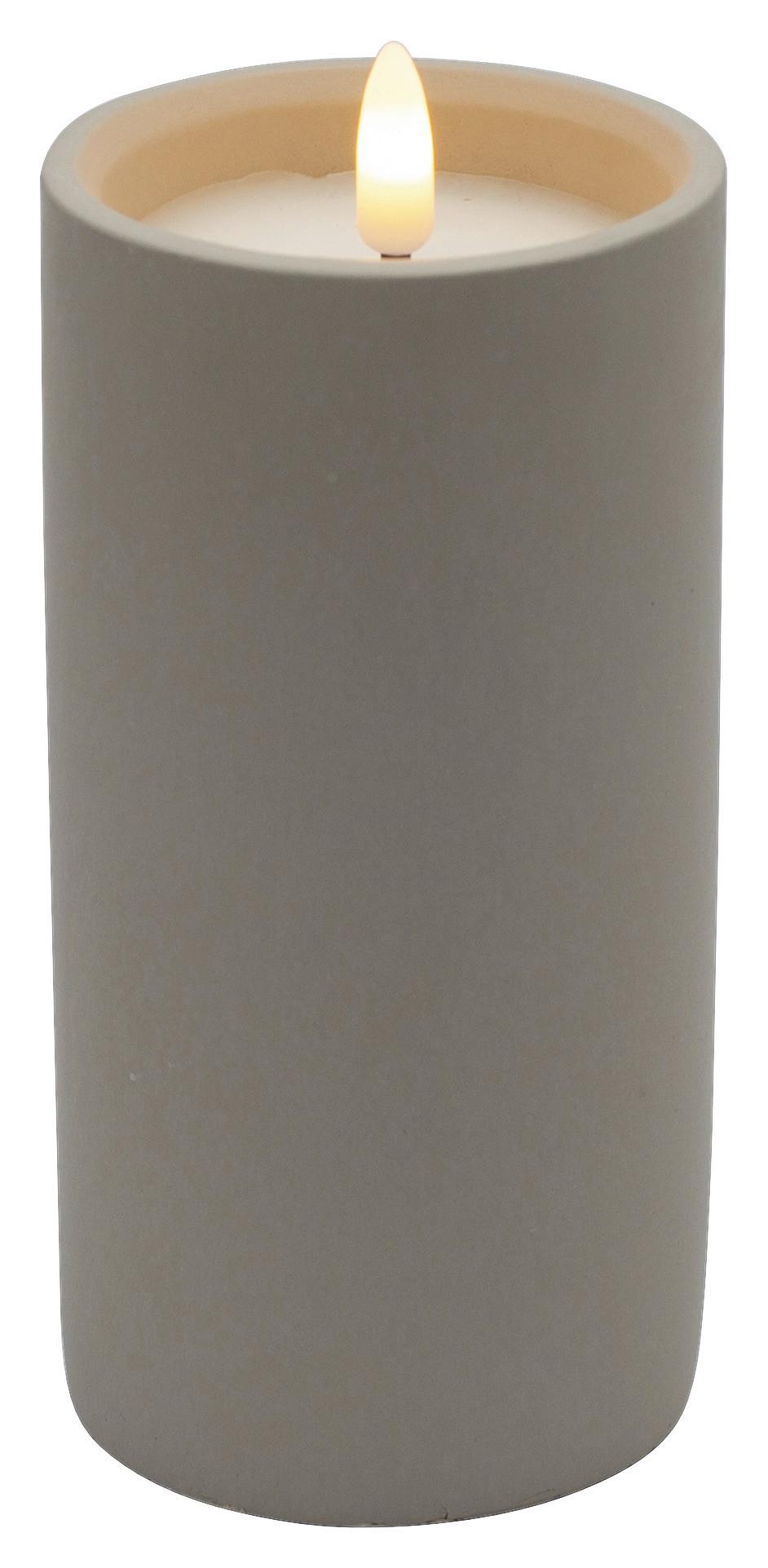 LED-Kerze Karen Grau - Grau, MODERN, Naturmaterialien/Kunststoff (7,5/15cm) - Mömax