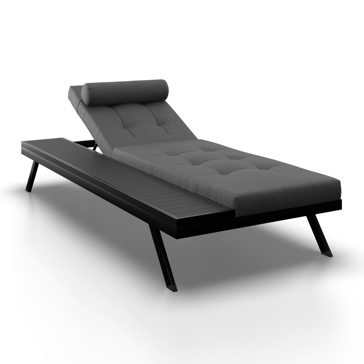 Gartenliege Avolina Dunkelgrau Outdoorstoff/Metall +Abdeckung - Grau, MODERN, Kunststoff/Textil (199/30/86cm) - Bessagi Garden