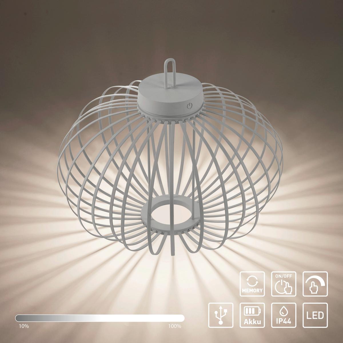 Akku-Tischleuchte Greige max. 1,5 Watt - Greige, Design, Holz/Kunststoff (46/46/37cm)