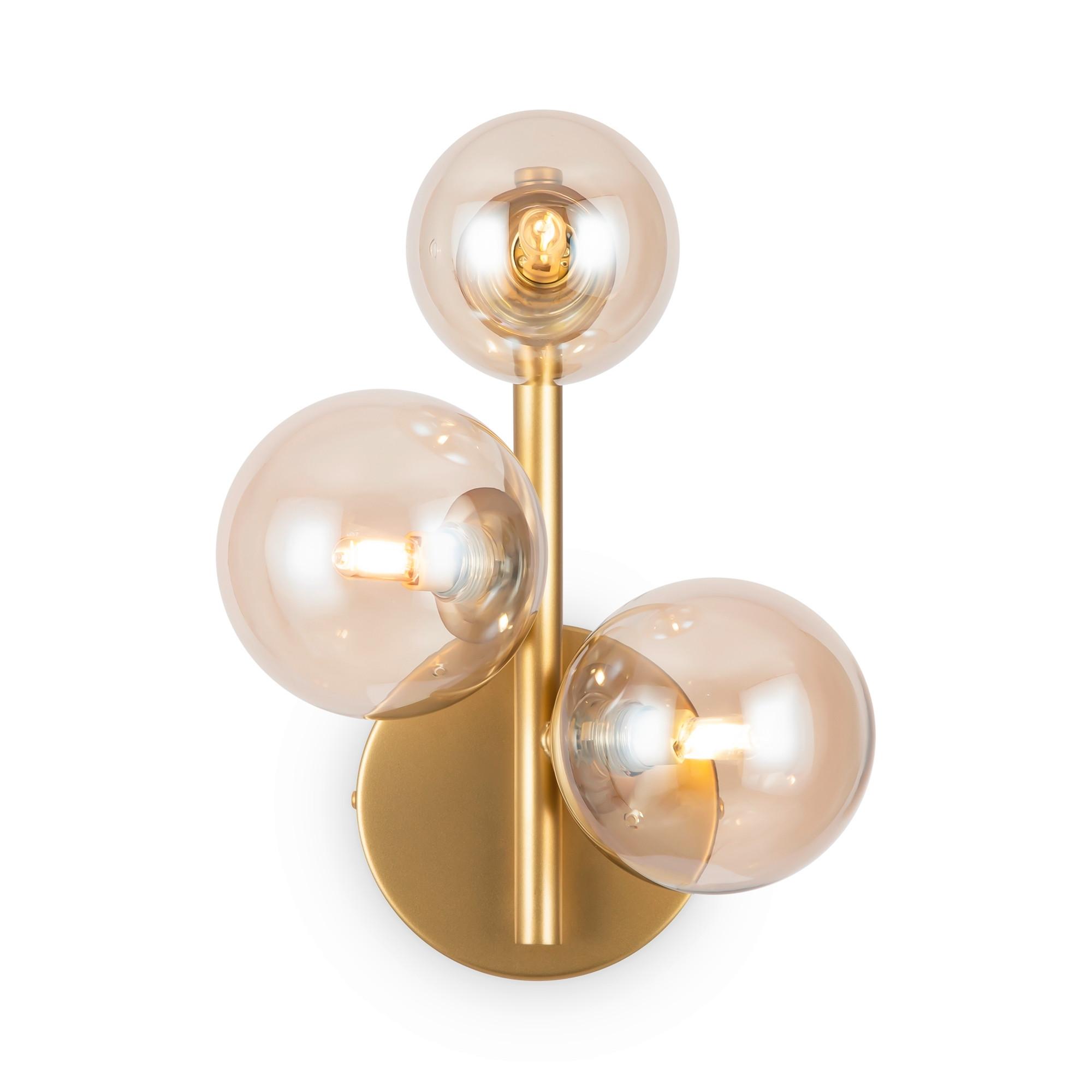WANDLEUCHTE DALLAS - Goldfarben/Bernsteinfarben, Trend, Glas/Metall (26/20/12cm) - MAYTONI