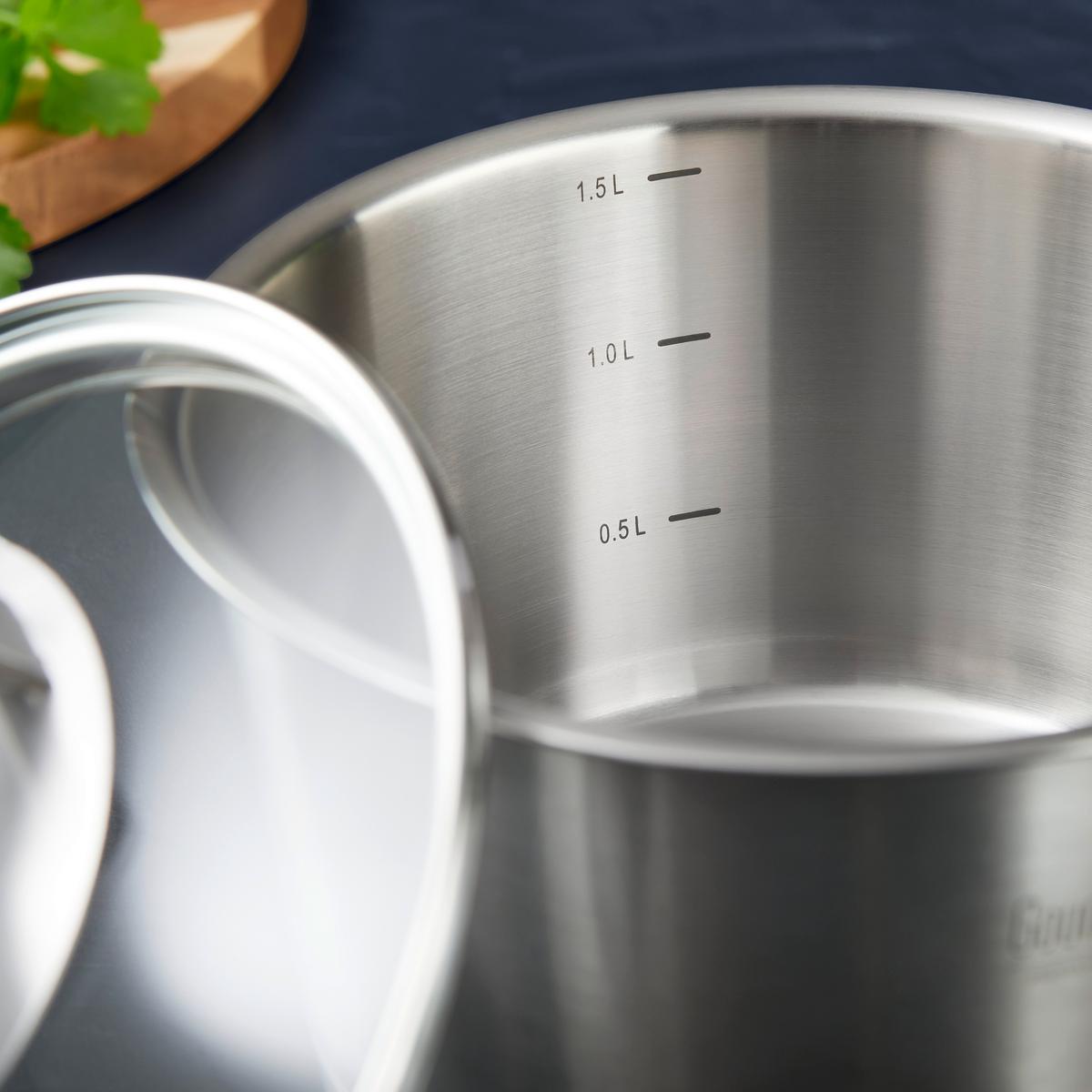 Lábas Fedővel Átm.: Kb. 16cm Silver Line - nemesacélszínű/átlátszó, Konventionell, Üveg/fém (16/9,5cm) - Gourmesto