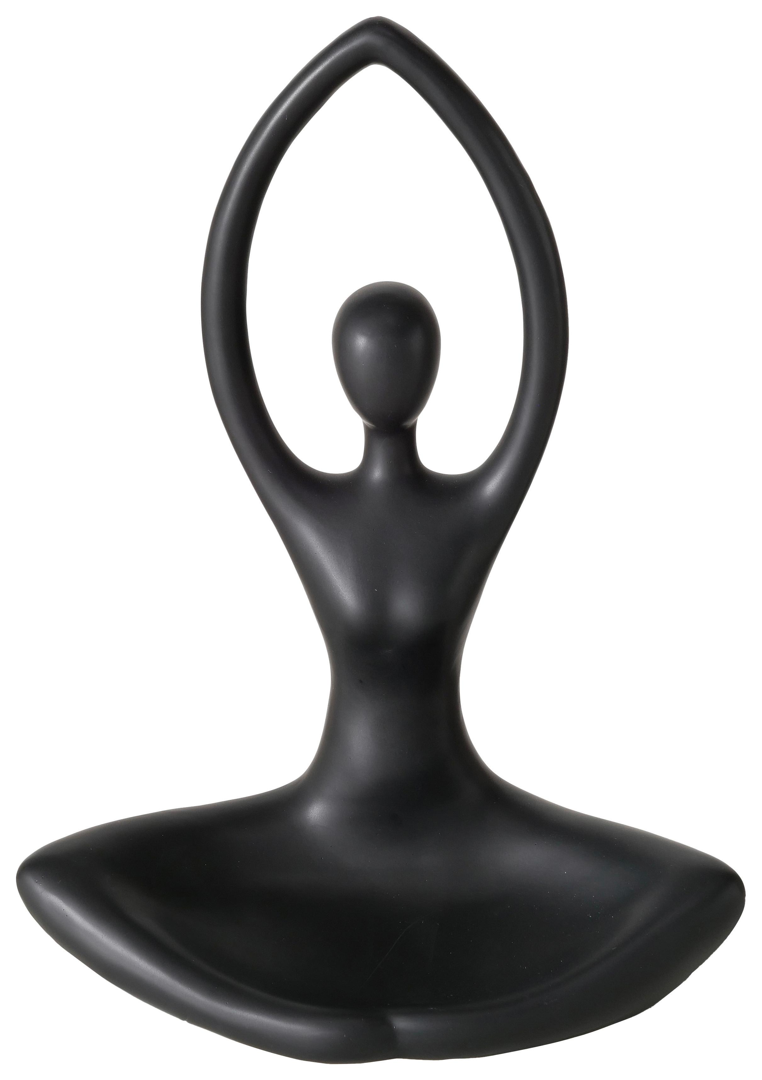 Teelichthalter Yoga I in Schwarz - Schwarz, Basics, Keramik (22/30/13cm) - Modern Living