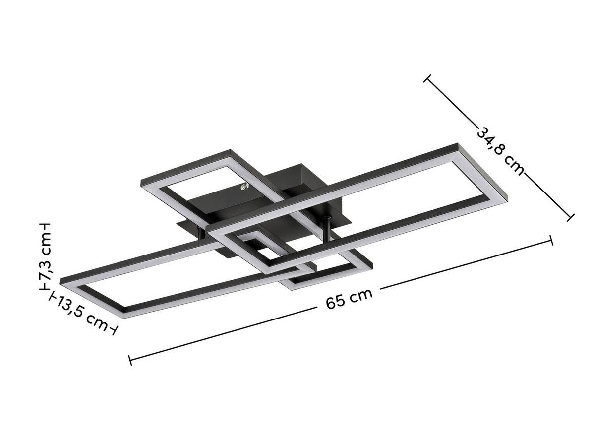 LED-Deckenleuchte Ferm in Schwarz max. 24 Watt - Schwarz, MODERN, Kunststoff (65/34,8/7,3cm) - Premium Living