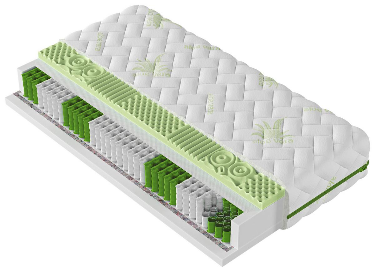 MATERAC-RDZEŃ/SPRĘŻYNY KIESZ. ALOE SOFT H3/H2 - zielony/biały, Basics, tkanina (120/200cm) - P & B