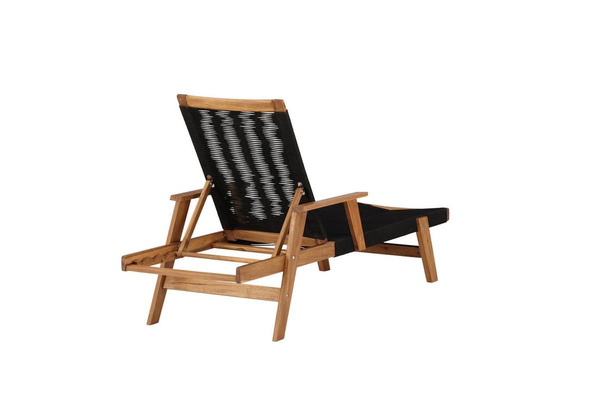 Sonnenliege Little John ca. 73x200 cm Schwarz/Akazie - Schwarz/Akaziefarben, KONVENTIONELL, Holz (73/35/200cm) - Gardenson
