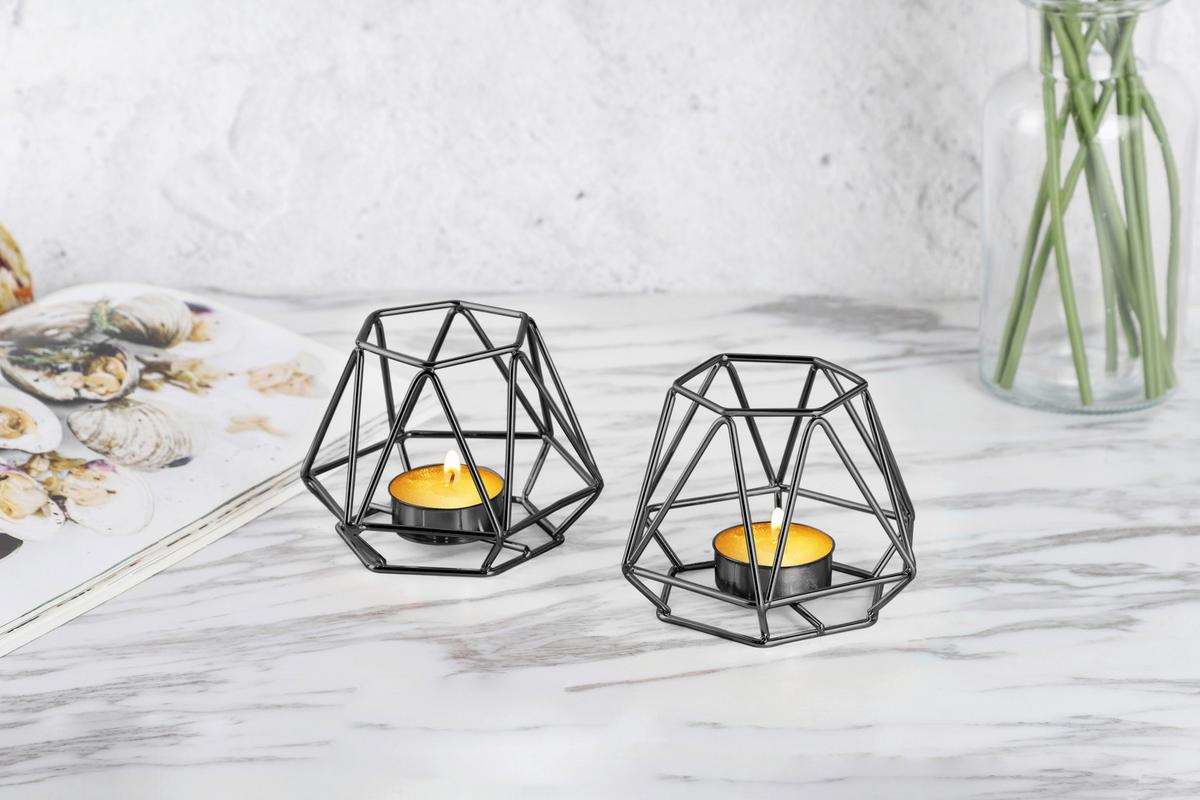 Kerzenhalter-Set Schwarz 2-teilig - Schwarz, Basics, Metall (8cm) - Echtwerk