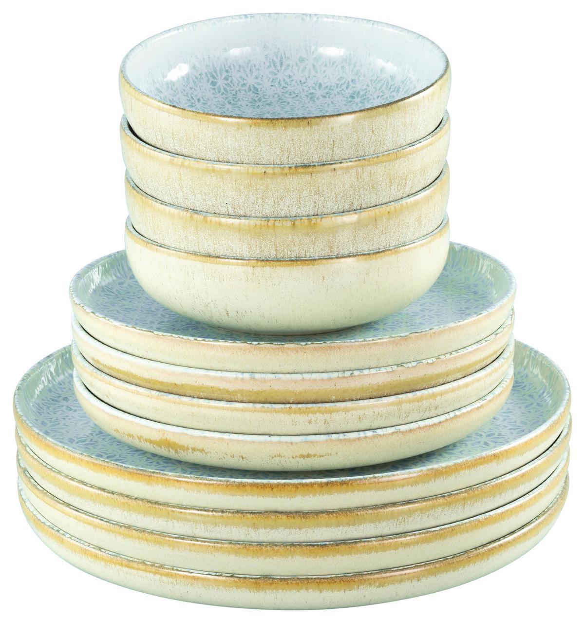 Jedilni Servis Emiliana Blue, 12-Delni - svetlo modra/krem barve, Basics, keramika - Creatable