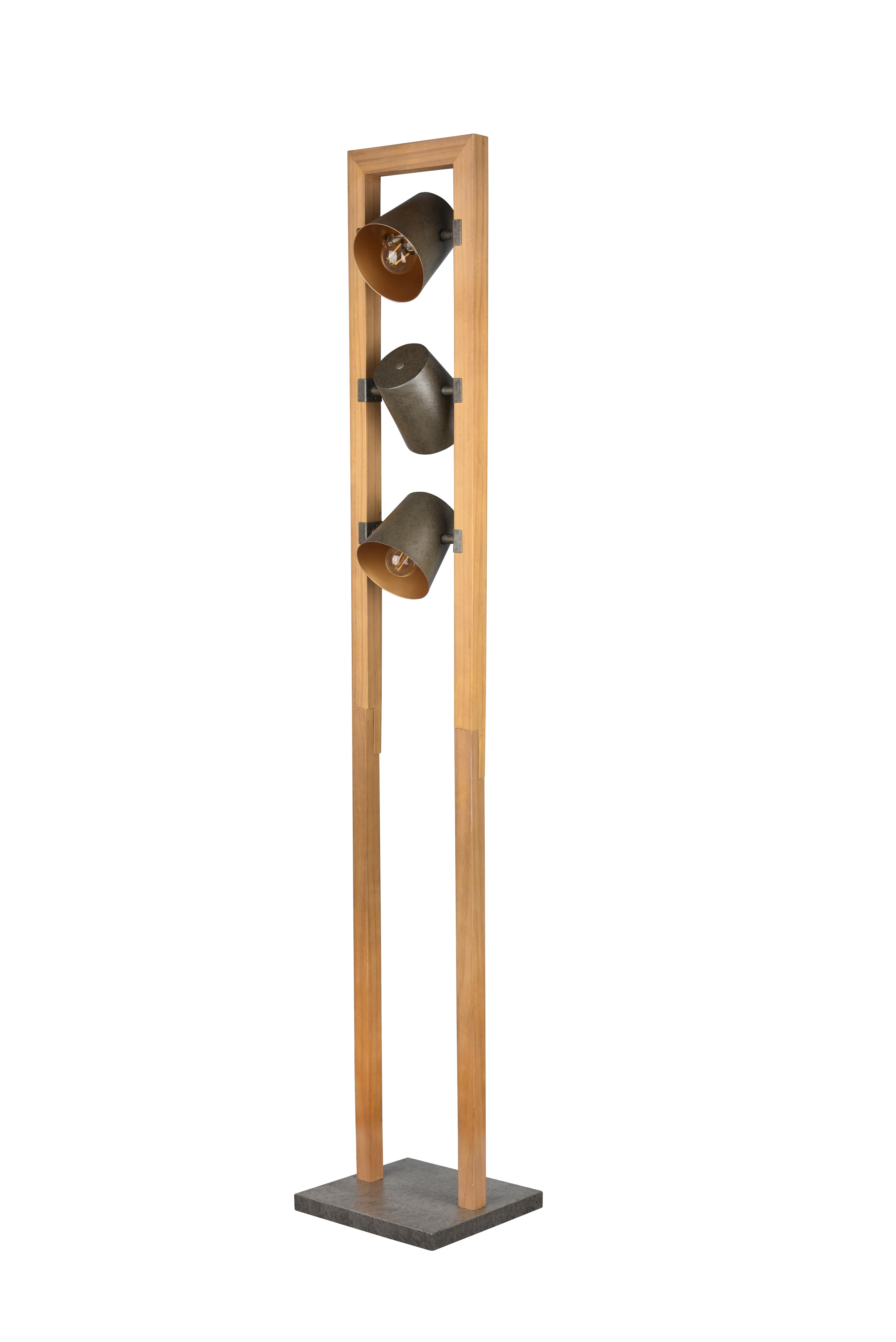 Stehleuchte Bell in Grau/Goldfarben max.25 Watt - Goldfarben/Grau, Natur, Holz/Metall (25/150/25cm) - Trio Leuchten