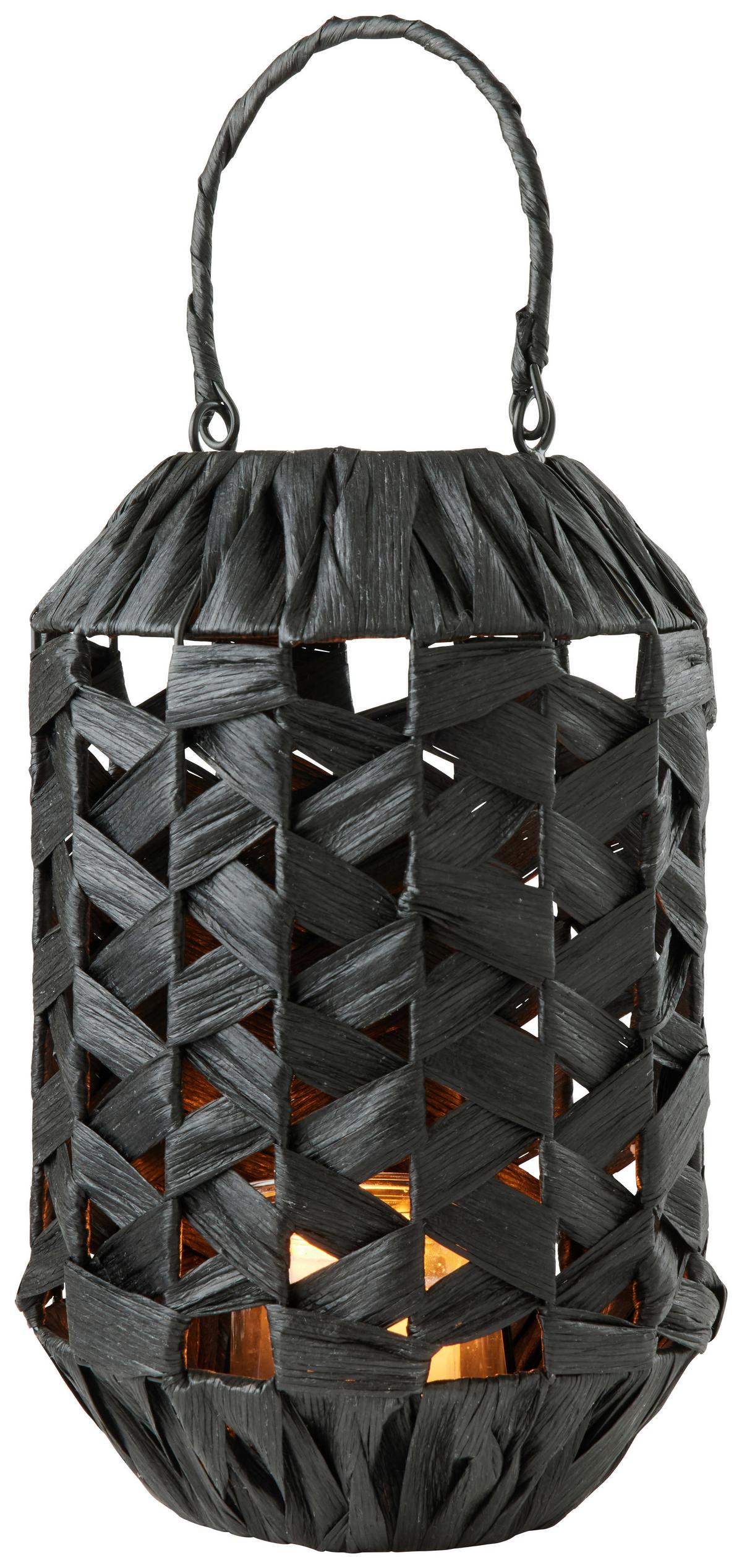 Felinar Papel - negru, Natur, sticlă/hârtie (19/29cm) - Zandiara
