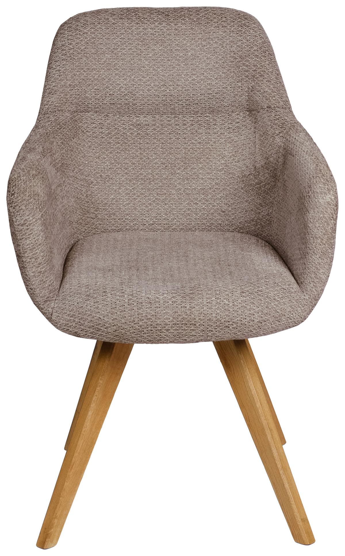 KRZESŁO Z PODŁOKIETNIKAMI VENEDIG - taupe, Design, drewno/tkanina (57/85,5/65cm) - Voleo