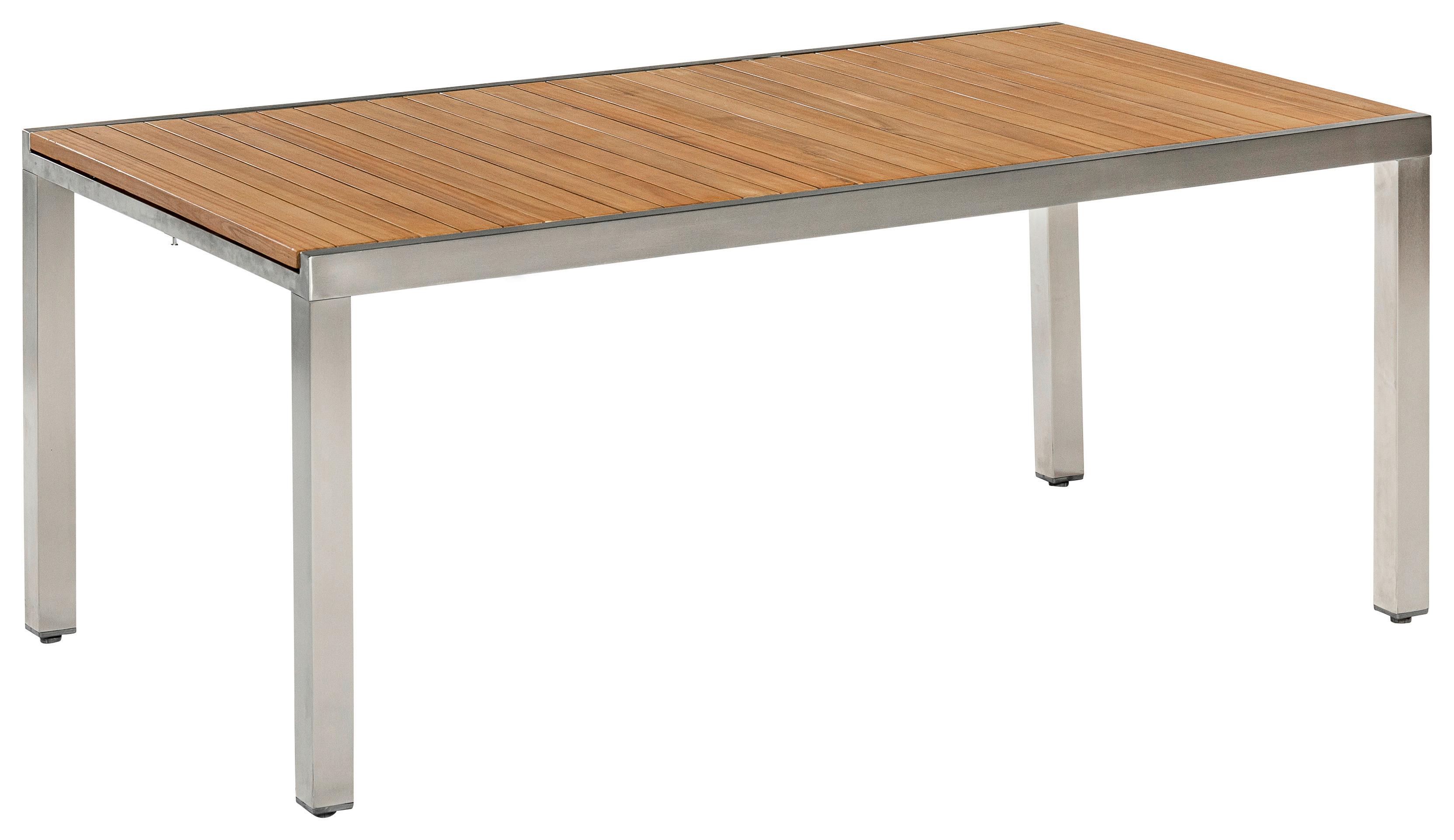Gartentisch Keros Echtholz Akazie ca. 150x74x80cm - Silberfarben/Akaziefarben, KONVENTIONELL, Holz/Metall (150/74/80cm) - Gardenson