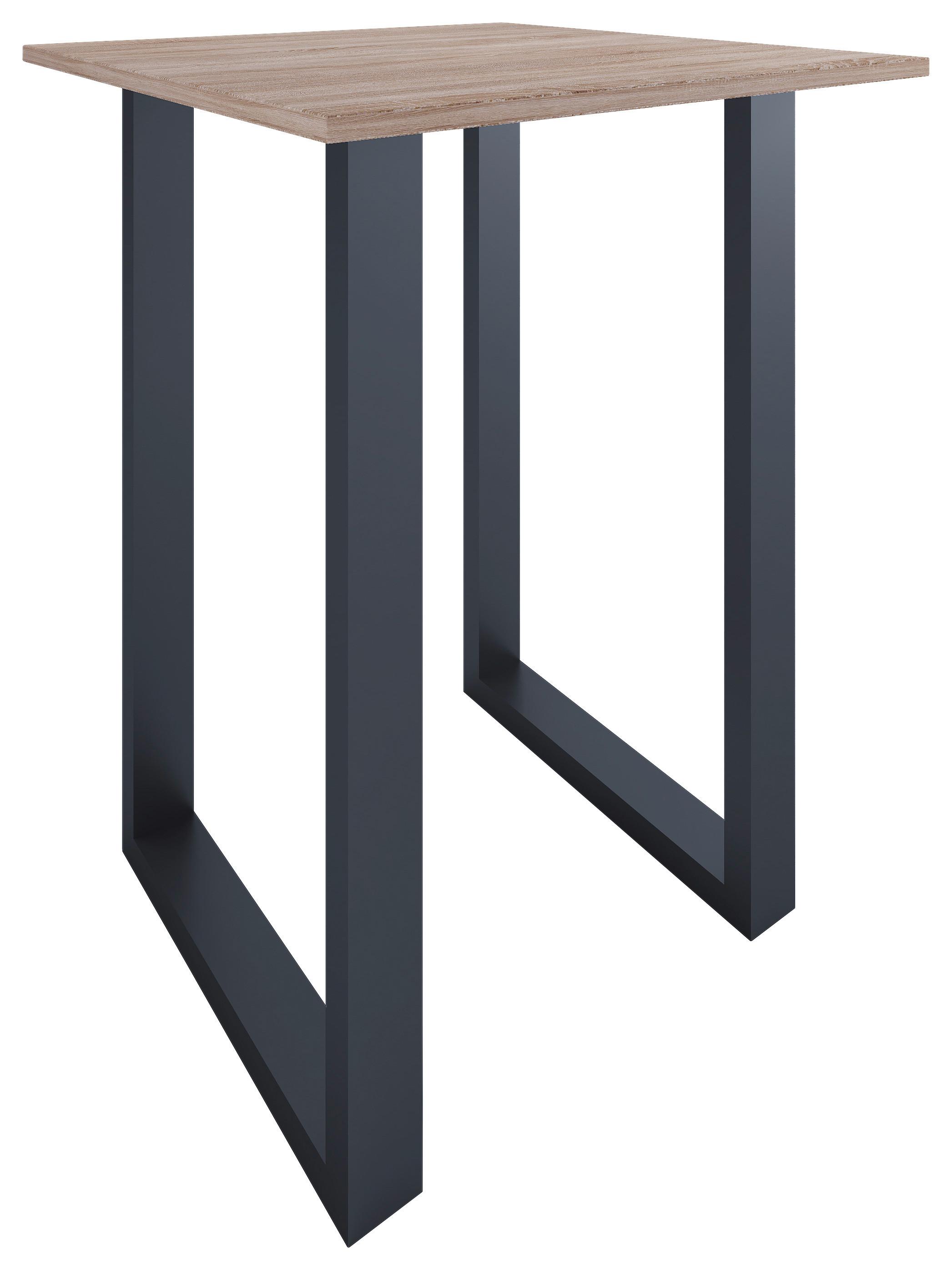 Bartisch XONA Schwarz/Eiche ca.80x102x80cm - Silberfarben/Schwarz, KONVENTIONELL, Holzwerkstoff/Metall (80/80/102cm)