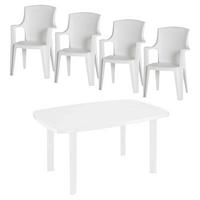 Gartenset Weiß Kunststoff 5-tlg. - Weiß, KONVENTIONELL, Kunststoff - Siena Garden