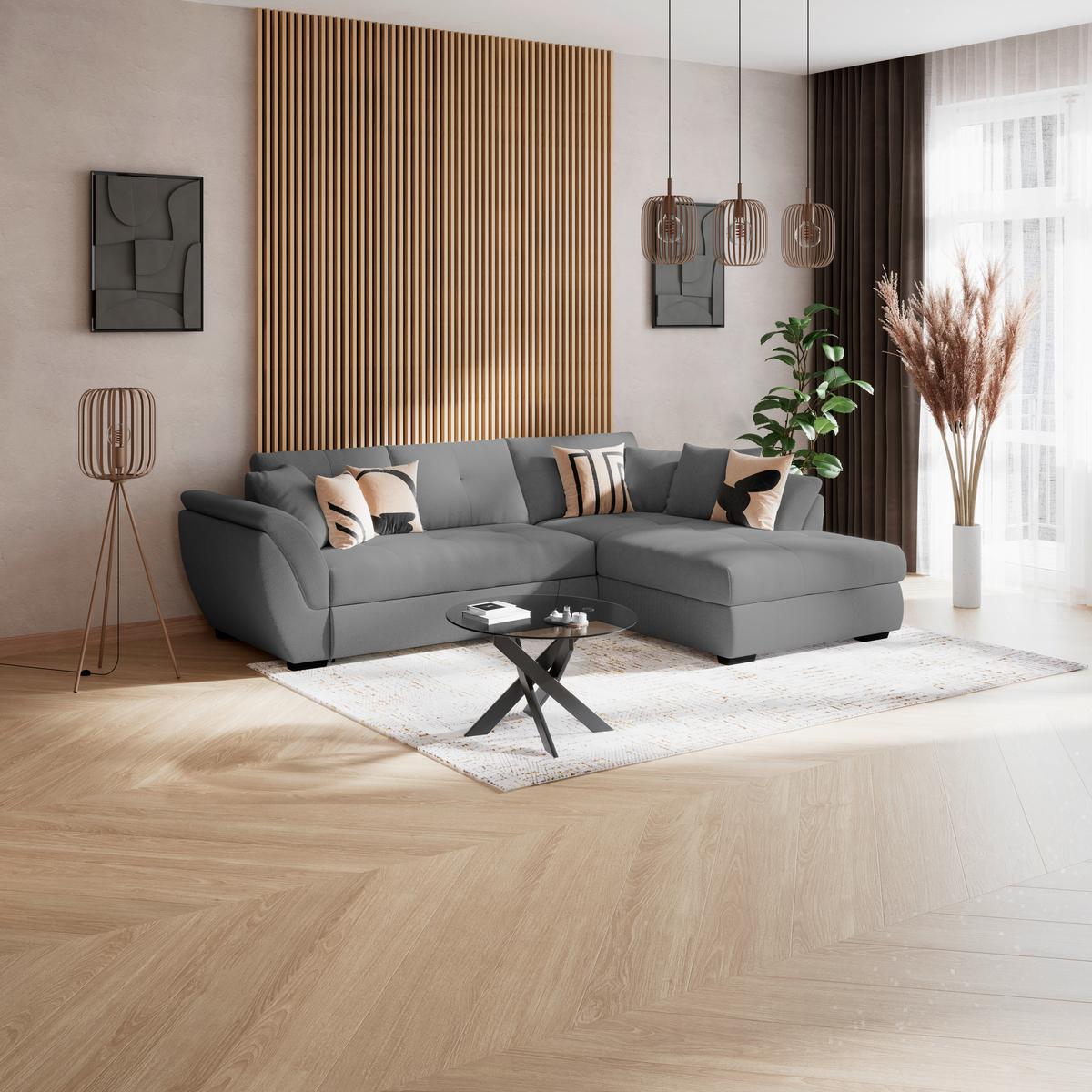 Kutna Garnitura Berisso - crna/antracit, Konvencionalno, tekstil (278/187cm) - Ondega