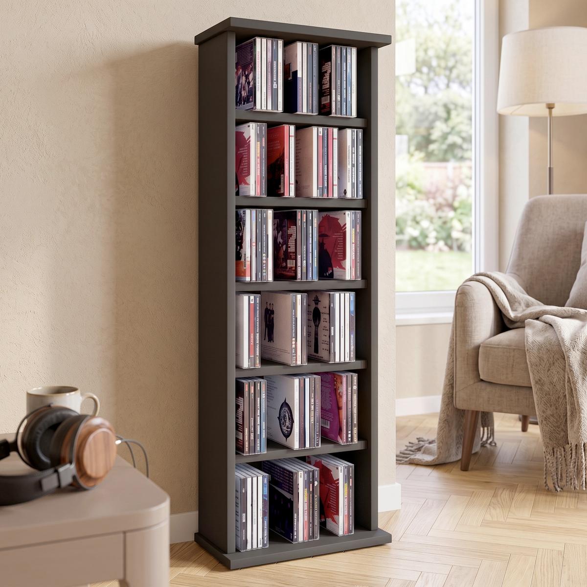 CD-Regal Vostan in Schwarz, B: 31 cm - Schwarz, KONVENTIONELL, Holzwerkstoff (31/92/18cm) - MID.YOU