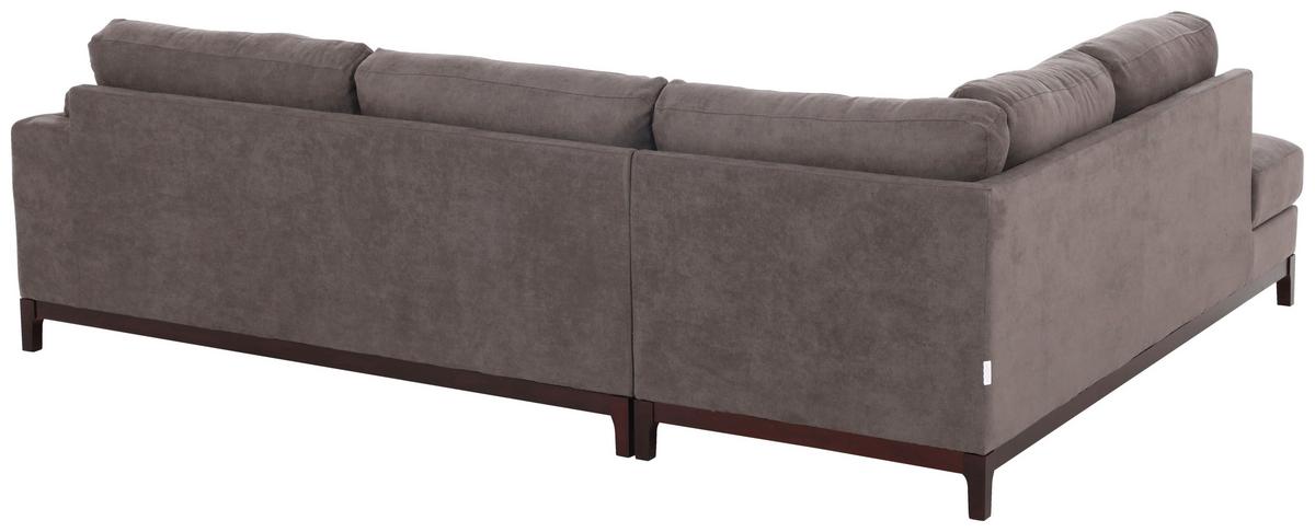 NAROŻNIK BRISTOL - szary/brązowy, Basics, tkanina/drewno (210/278cm) - MID.YOU