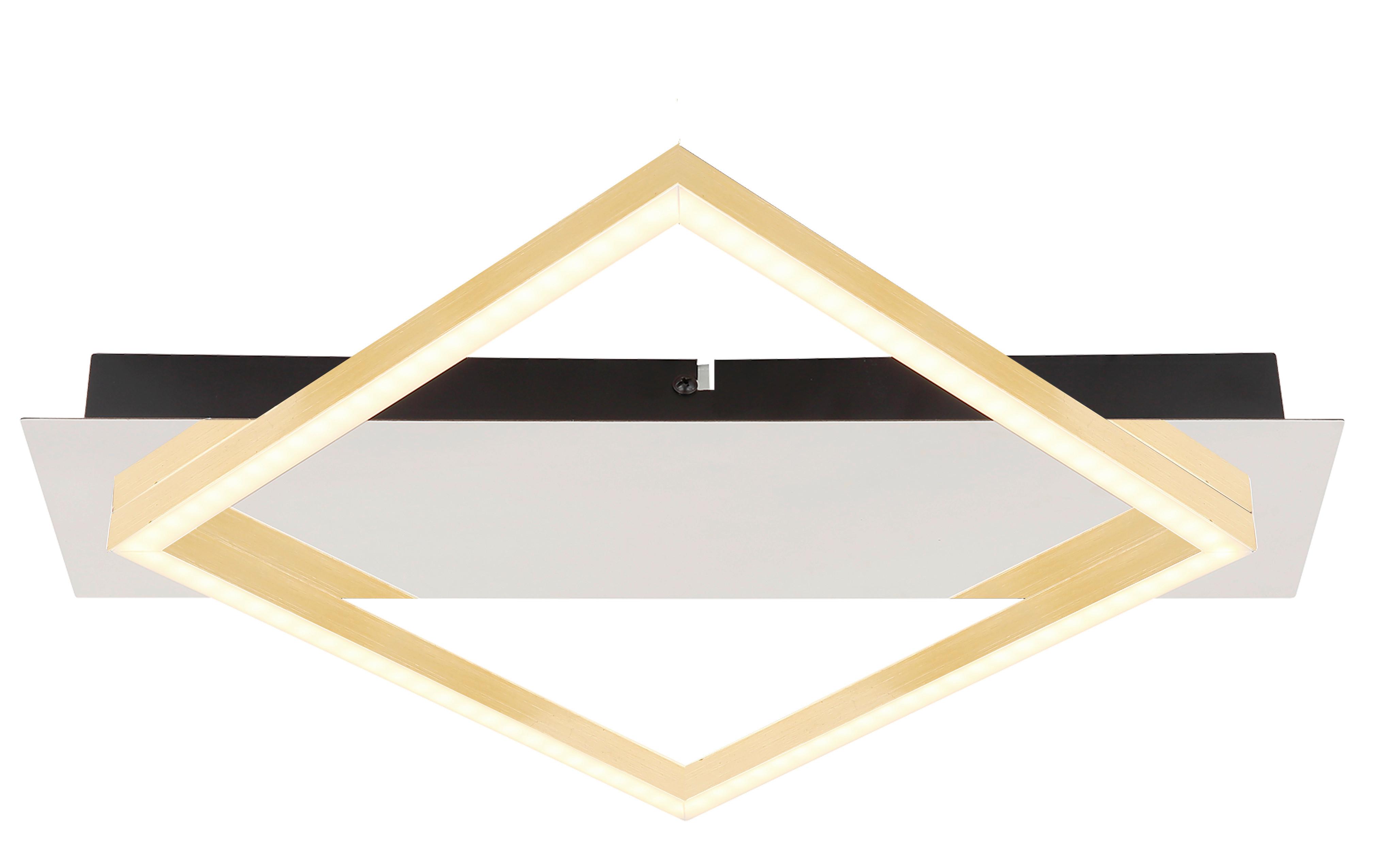 LED-DECKENLEUCHTE 67847-12 - Goldfarben/Opal, Design, Kunststoff/Metall (39,5/35/5cm) - Globo