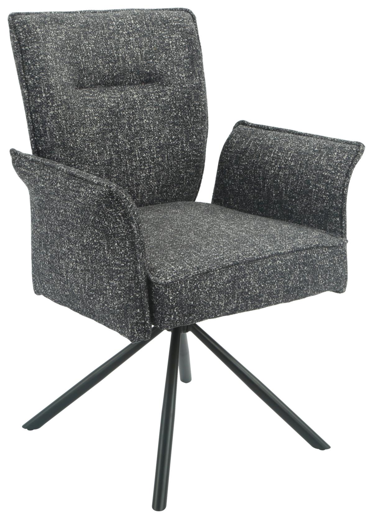 Armlehnstuhl Ellen Giga S Anthrazit - Anthrazit/Schwarz, MODERN, Textil/Metall (65.5/90/60cm) - Premium Living