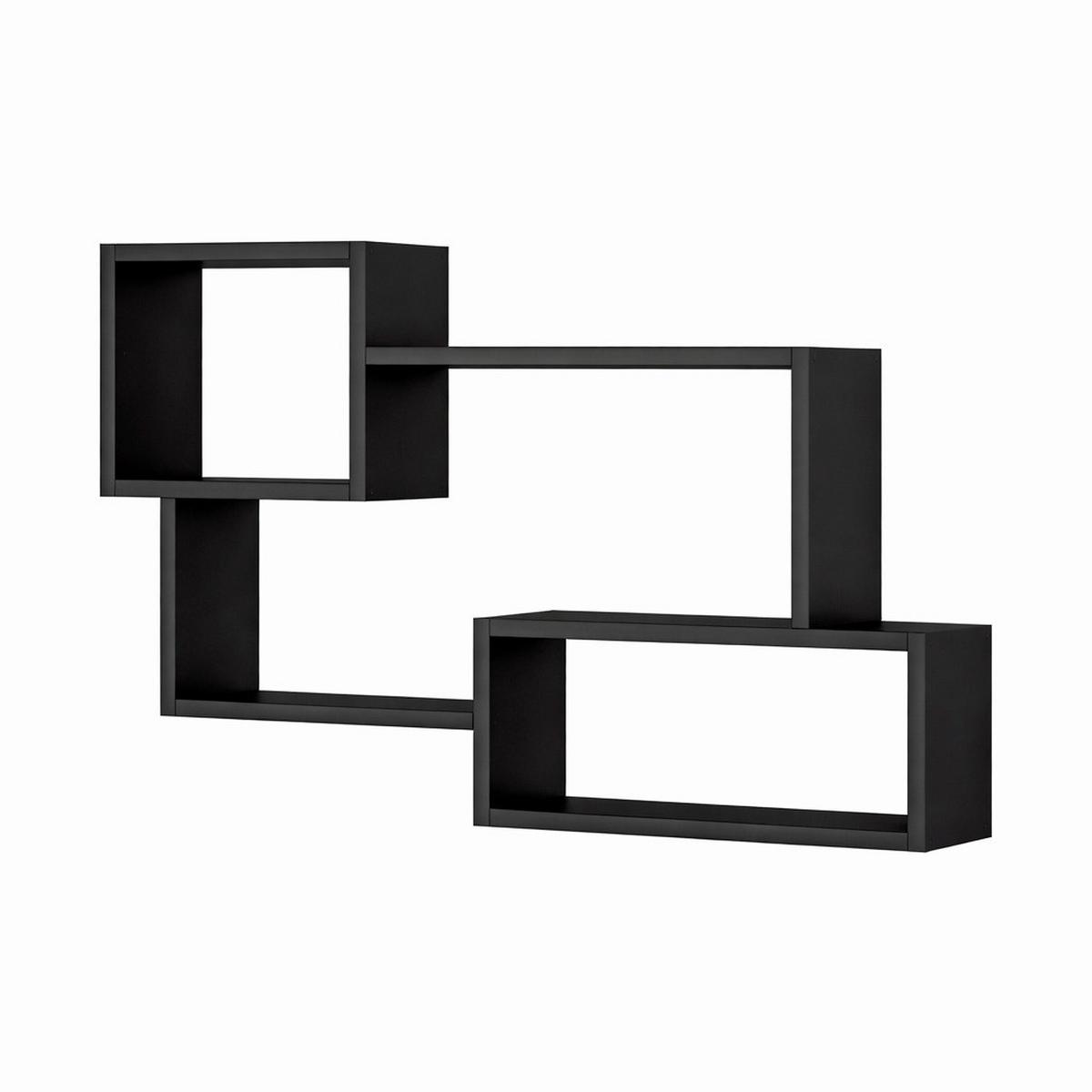 Stenski Regal Trio, Črna - črna, Basics, leseni material (86,8/54,1/18cm) - P & B