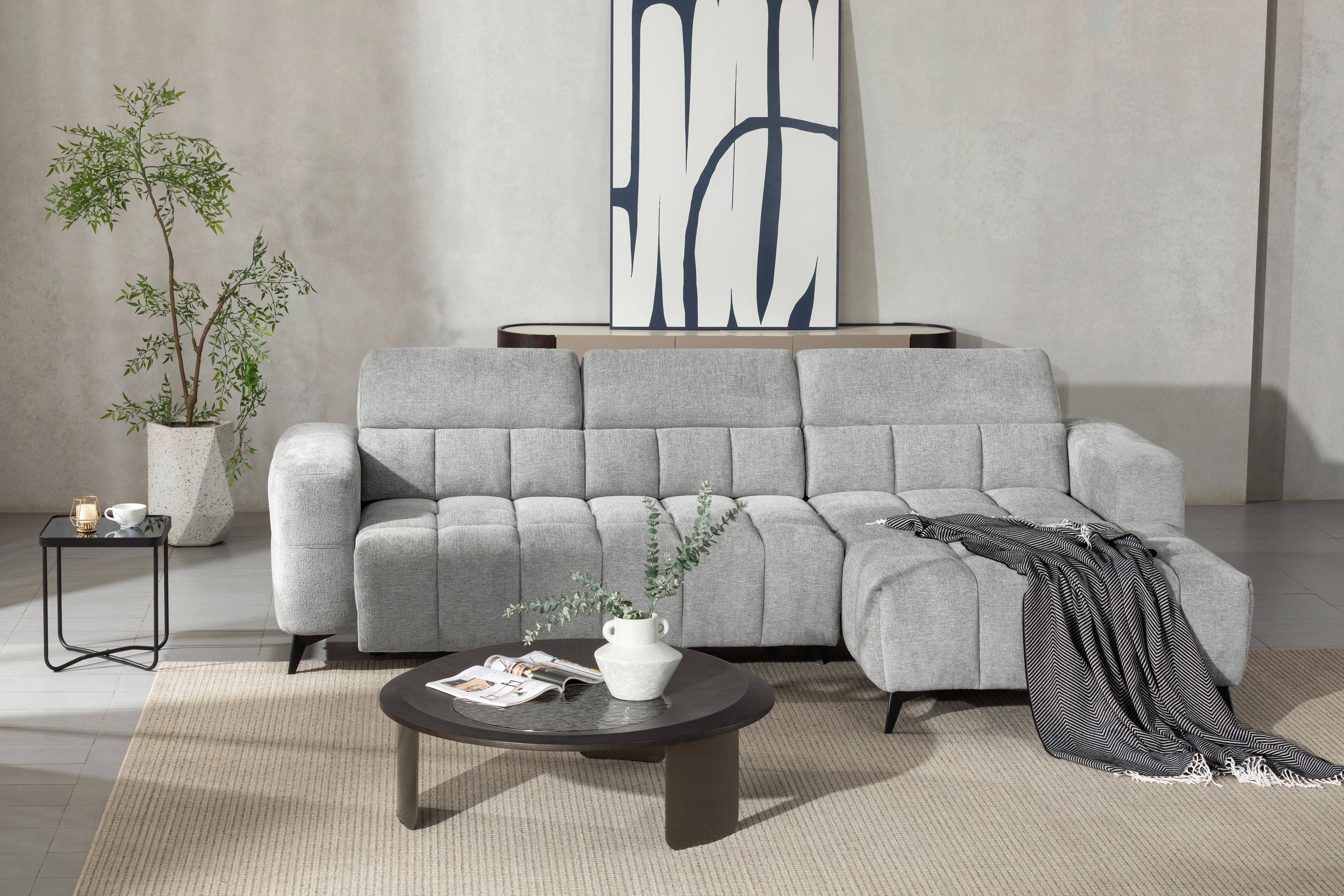Wohnlandschaft Melbourne Grau - grå/svart, Modern, metall/trä (285/75-103/182cm) - Based