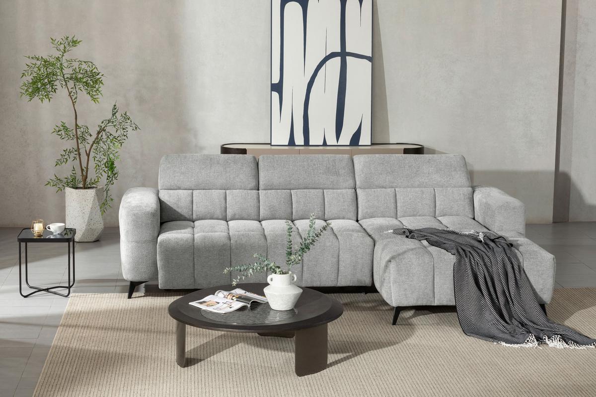 Sarokkanapé Melbourne - szürke, Modern, textil/fa (285/182cm) - Based