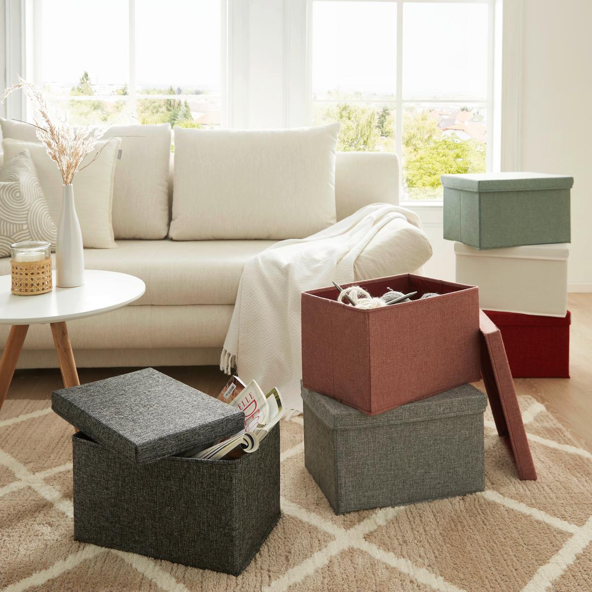 Faltbox Cindy ca. 23l - Grau, MODERN, Karton/Textil (38/26/24cm) - Mömax