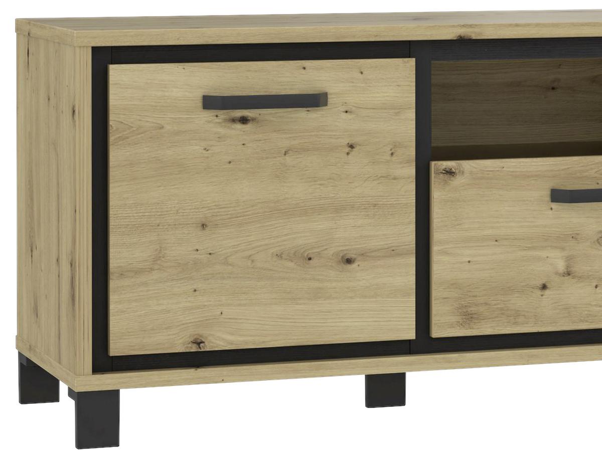 Unterschrank "Trondheim" , Schwarz, Eiche - Eichefarben/Schwarz, Basics, Holzwerkstoff/Kunststoff (158,4/58,9/41,5cm) - Livetastic