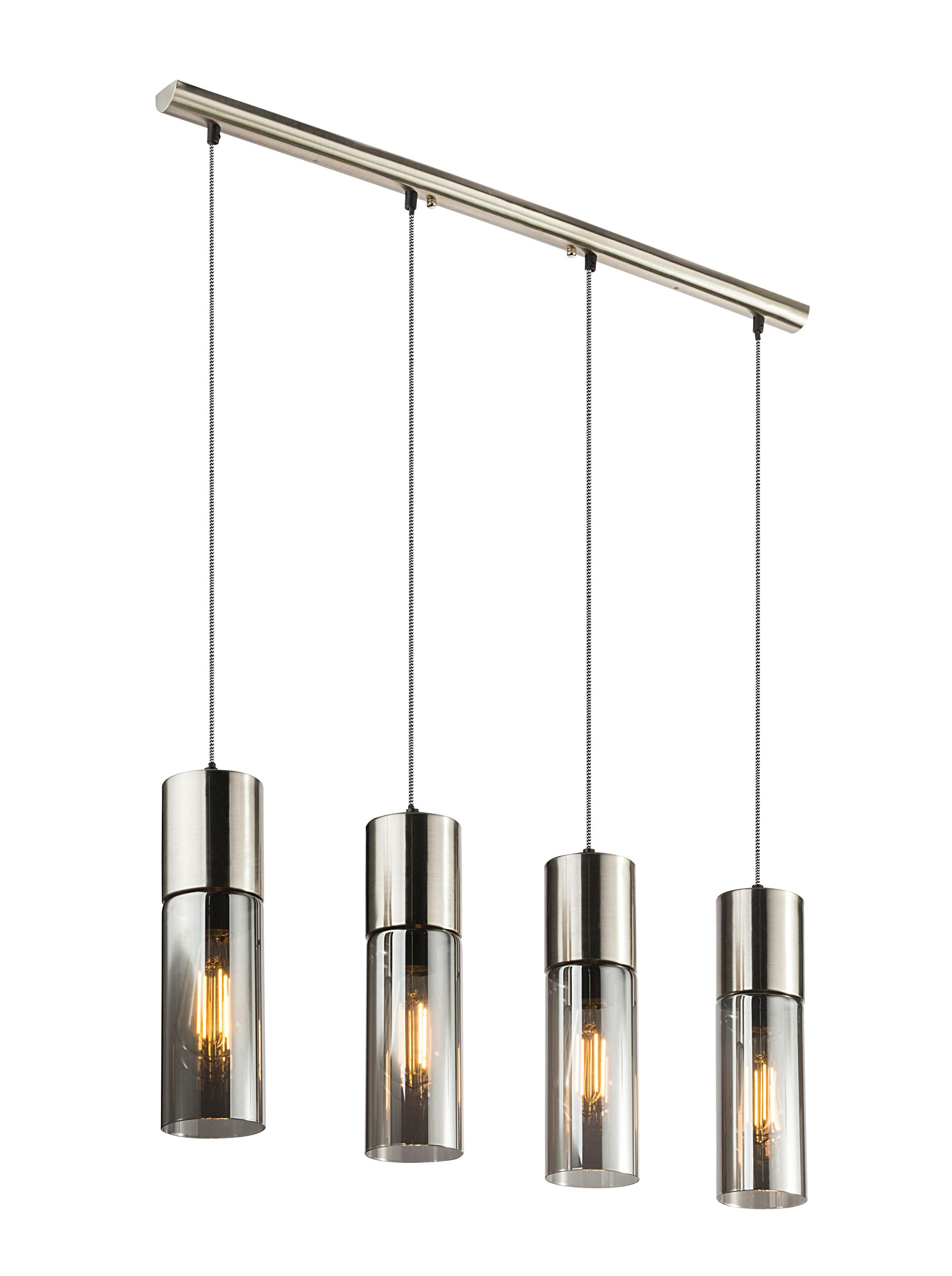 Hängeleuchte 21000-4HN in Nickelfarben max. 25 Watt - Nickelfarben, KONVENTIONELL, Glas/Metall (80/9/156cm) - Globo