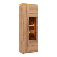 Vitrine Alameda Eichefarben inkl. Oberbodenbeleuchtung - Eichefarben, Modern, Glas/Holzwerkstoff (75/208/38cm) - Mömax