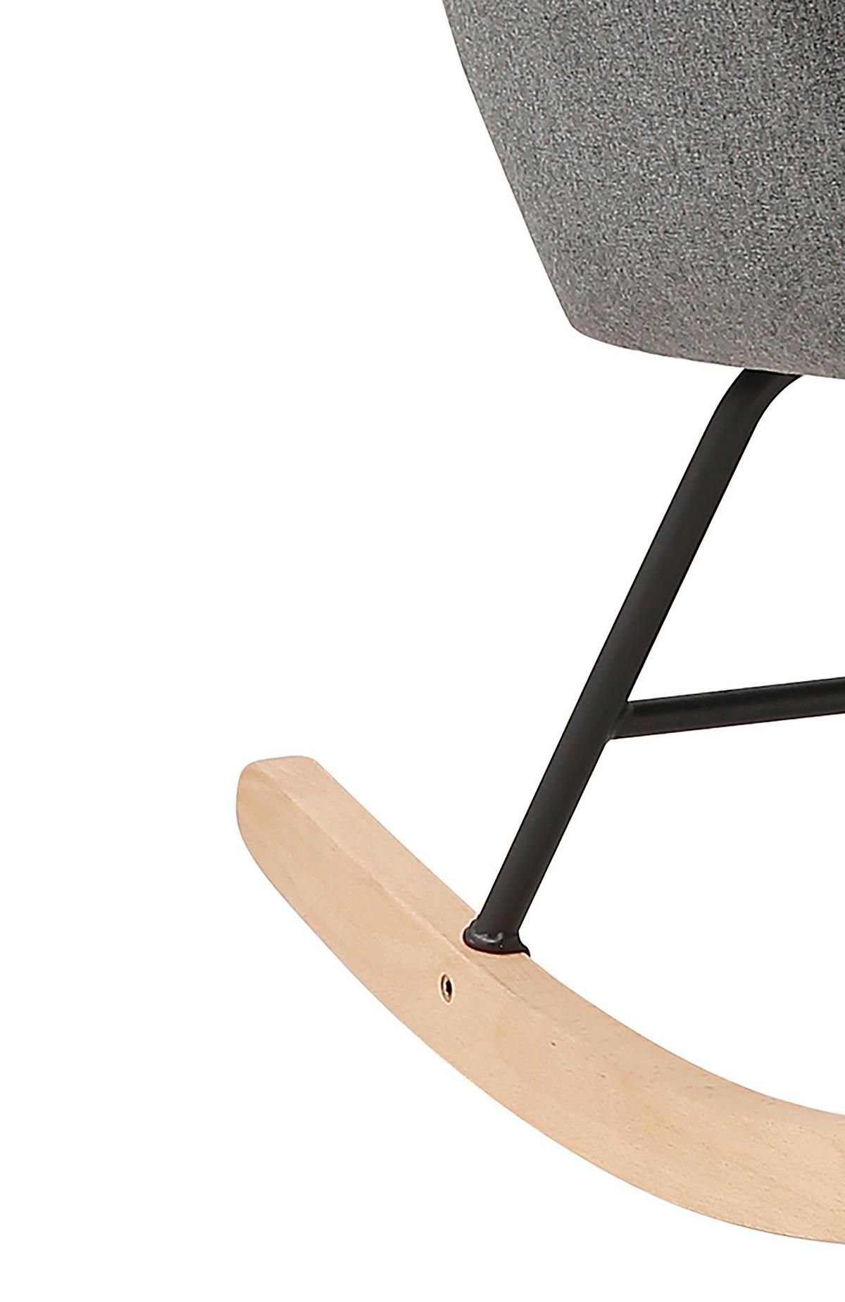 Schaukelsessel Richie Grau, Webstoff - Buchefarben/Schwarz, MODERN, Holz/Textil (72/92/92cm) - MID.YOU