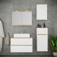 Badezimmer Cosila - Honigeiche/Weiss, Trend, Keramik/Holzwerkstoff (120cm) - MID.YOU