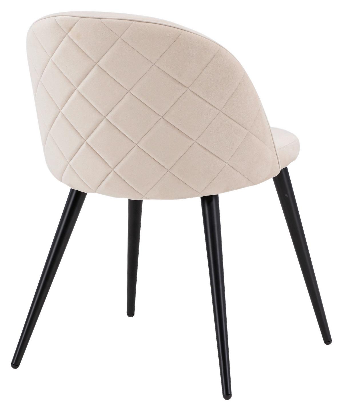 STUHL-SET VELVET - Beige/Schwarz, Design, Textil/Metall (50/76,5/57cm) - Livetastic