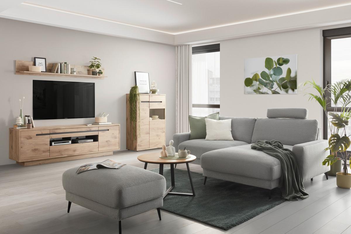 TV-Element Alameda Eichefarben - Eichefarben/Anthrazit, MODERN, Holzwerkstoff/Metall (210/65/50cm) - Based