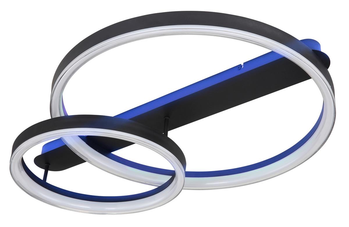 Stropna Led-svetilka Augusto, S Sijalko - črna/opal, Trend, kovina/umetna masa (82,5/60/13,5cm) - Globo