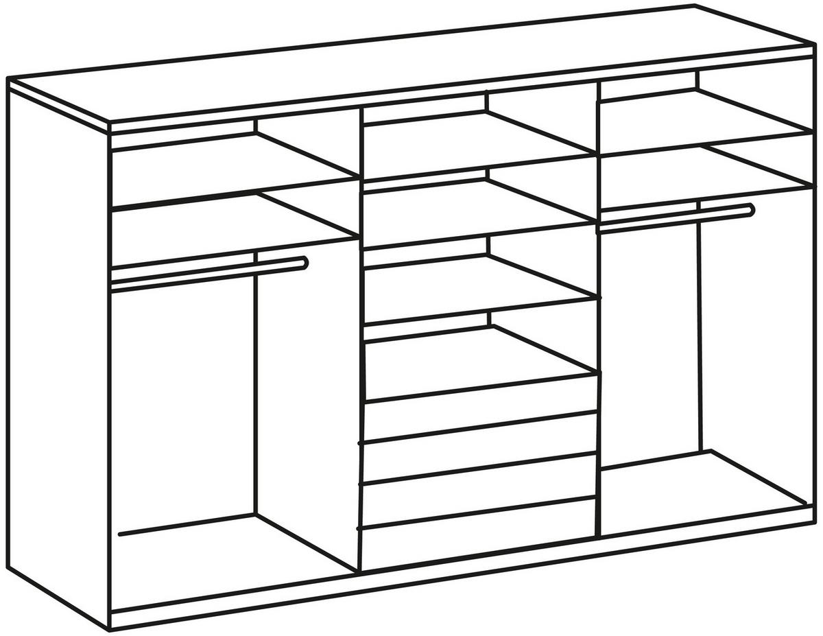 DULAP USI CULISANTE MAGIC - alb/culoare lemn stejar, Modern, material pe bază de lemn (300/236/65cm) - MID.YOU