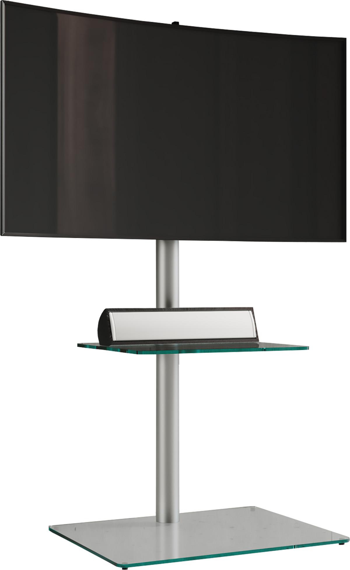 Stojalo Za Tv Alani - srebrne barve/prozorno, Basics, kovina/steklo (60/100/45cm) - MID.YOU