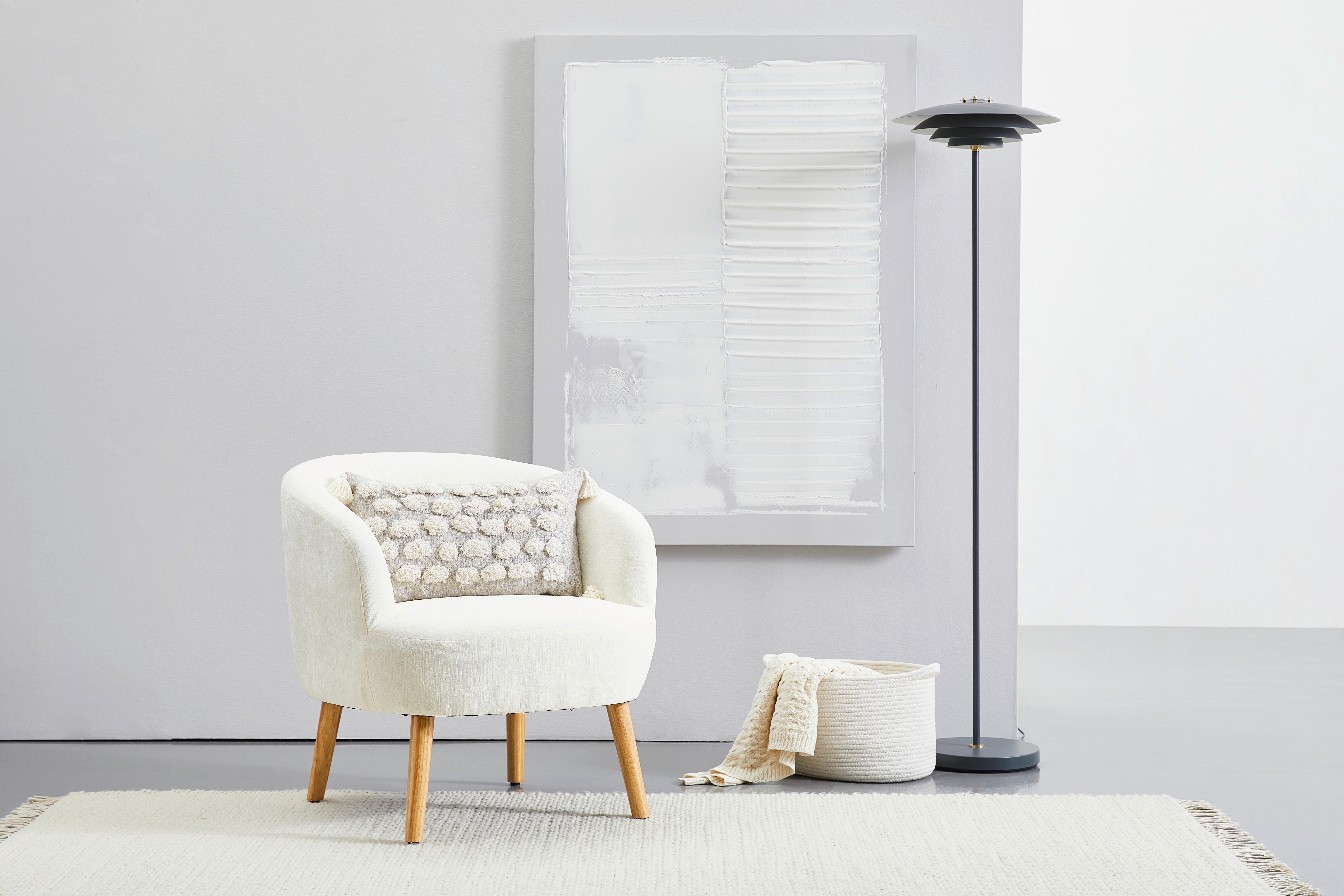 FOTEL KOKTAJLOWY KRANJ - écru/kremowy, Design, drewno/tkanina (72/71/74cm) - MID.YOU