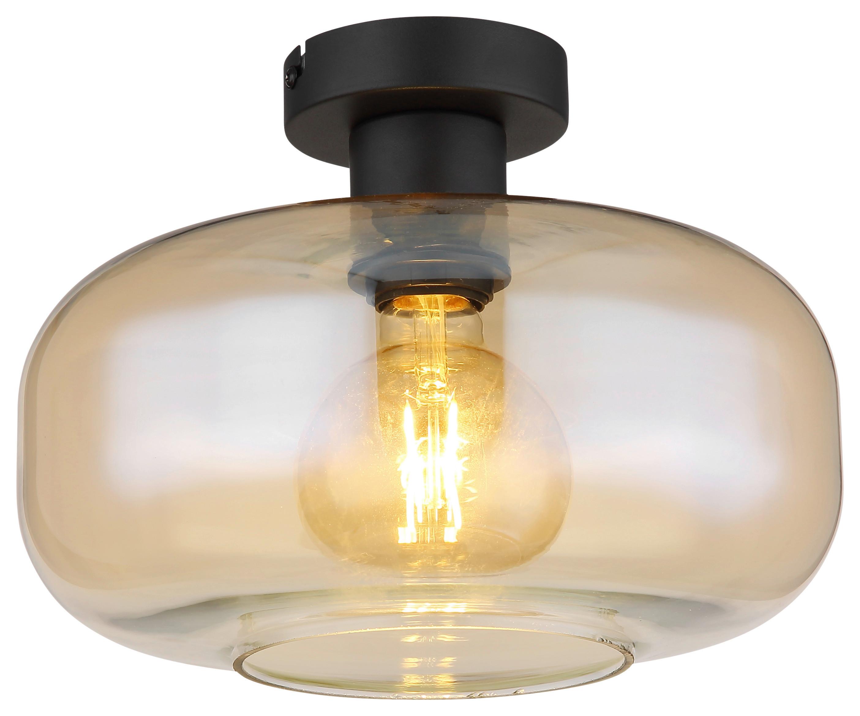 TAKLAMPA ZIRLOP - bärnstensfärgad/svart, Modern, metall/glas (28/20,5cm) - Mömax