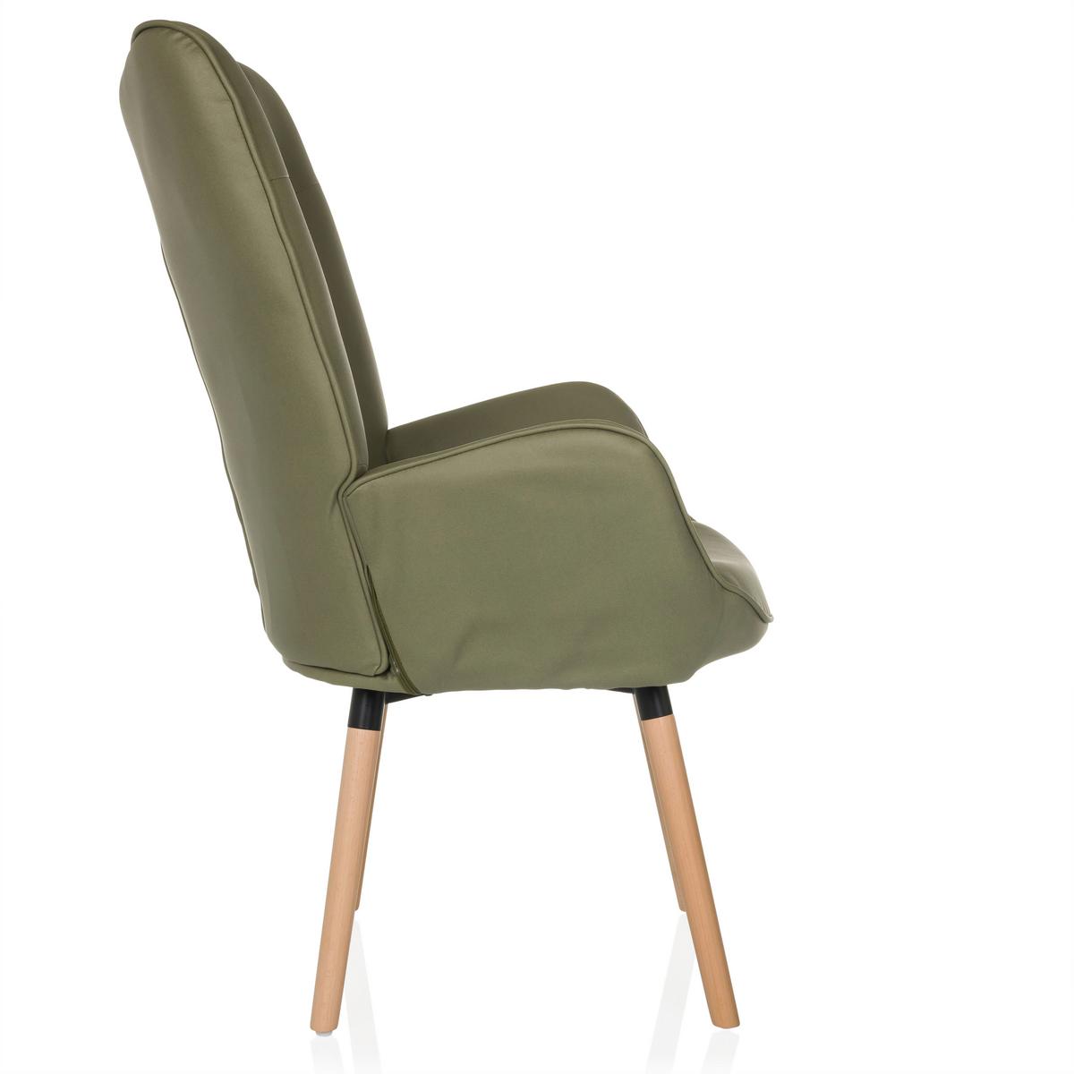 Fotelj Havenio I, Zelena - zelena/barve bukve, Moderno, tekstil/les (70/106/75cm) - MID.YOU