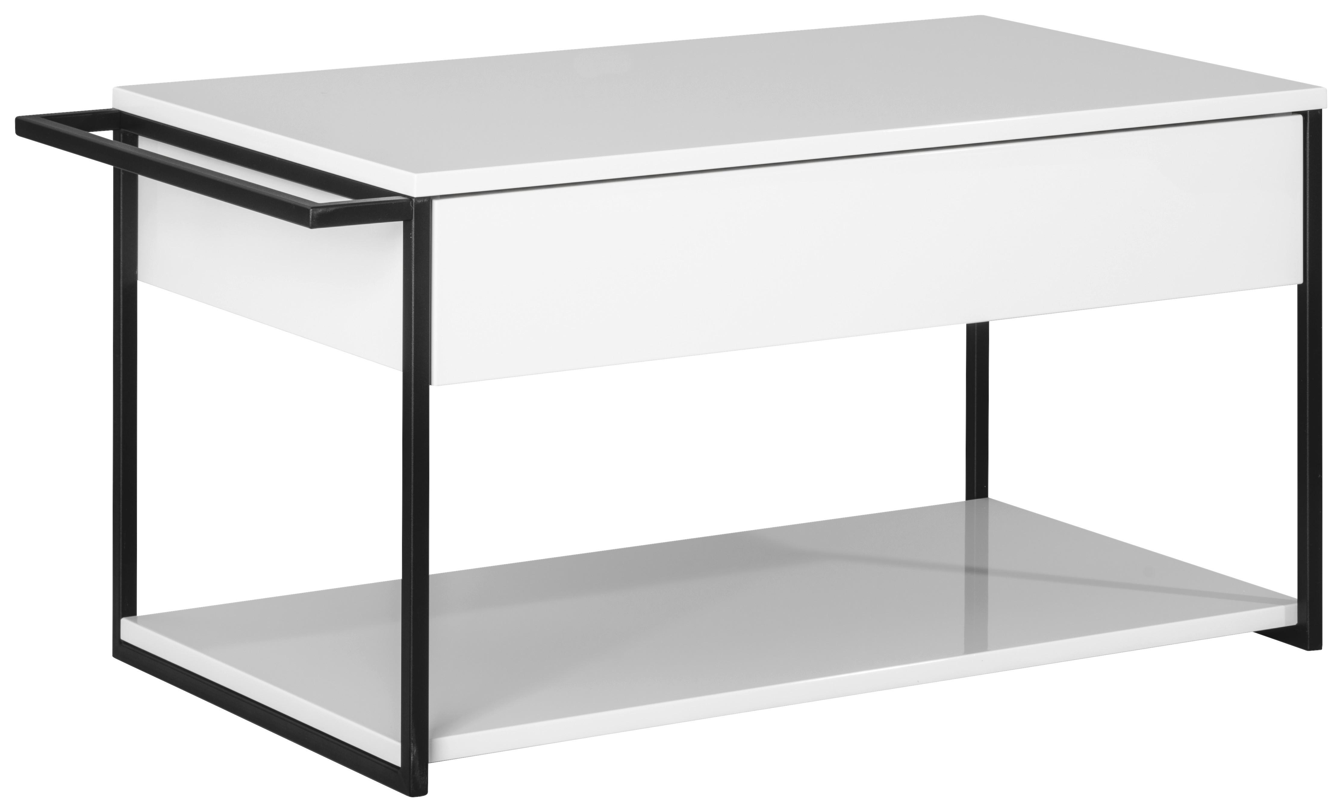 Waschtischunterschrank "New Yo rk", Weiß B: 88 cm hängend - Schwarz/Weiß, MODERN, Holzwerkstoff/Metall (87,5/43,5/47,5cm) - MID.YOU