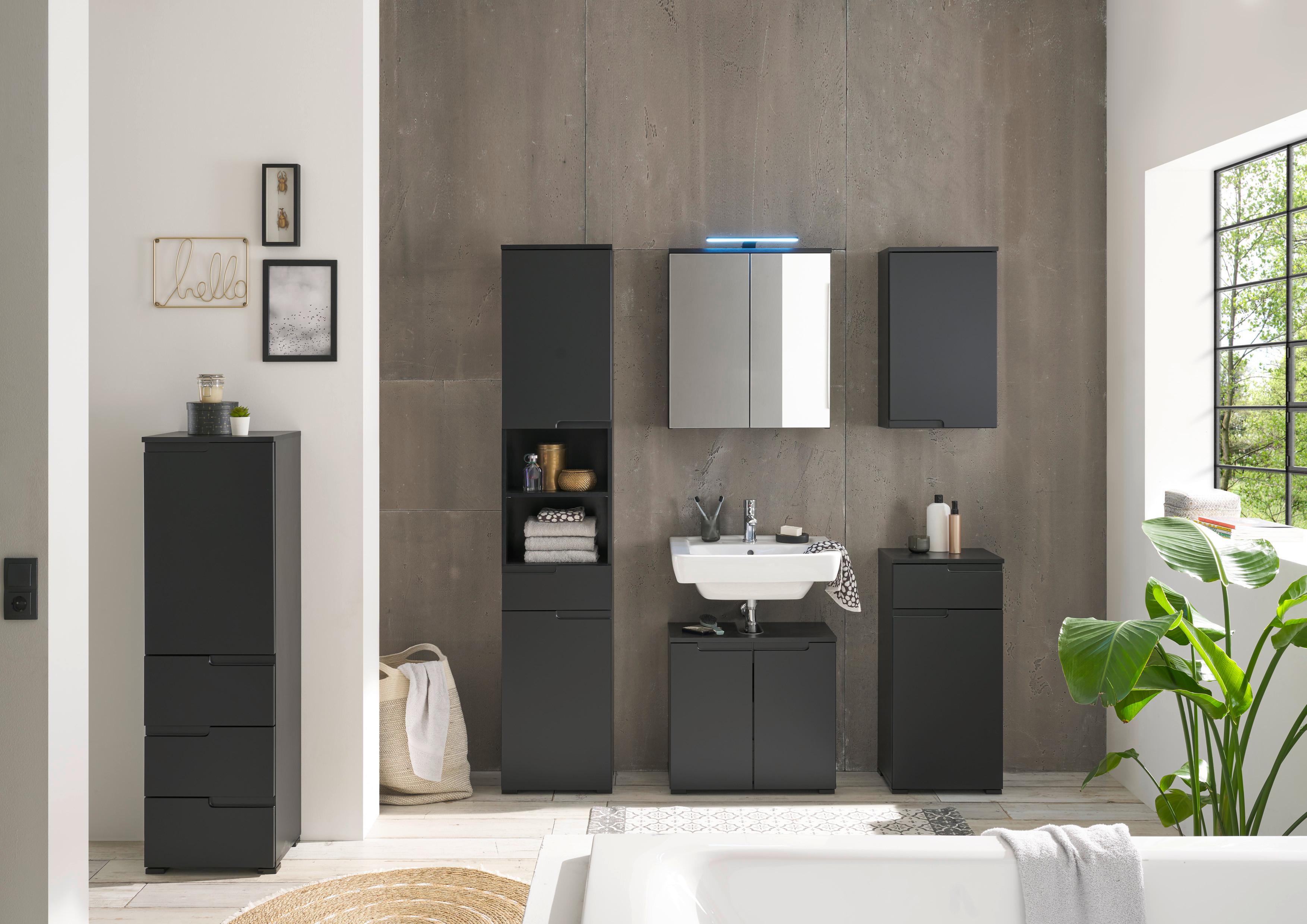 SZAFKA WISZĄCA SPICE - czarny, Modern, materiał drewnopochodny (40/67/23cm) - MID.YOU