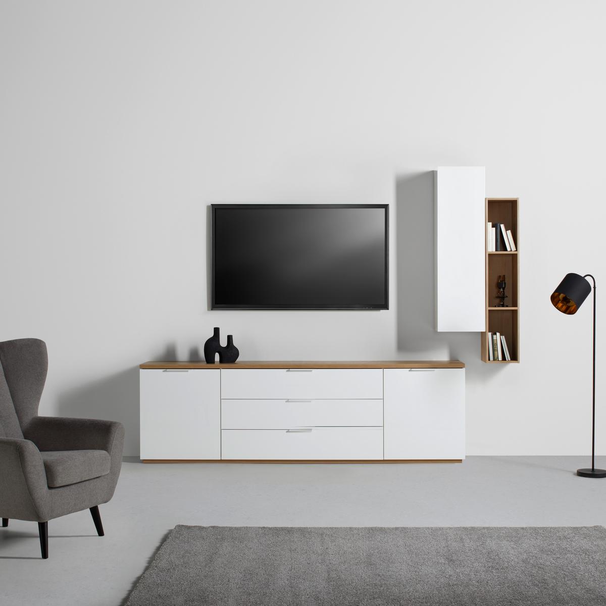 Tv Komoda Wide - bijela/hrast Artisan, Moderno, drvni materijal/metal (240/75/40cm) - Modern Living